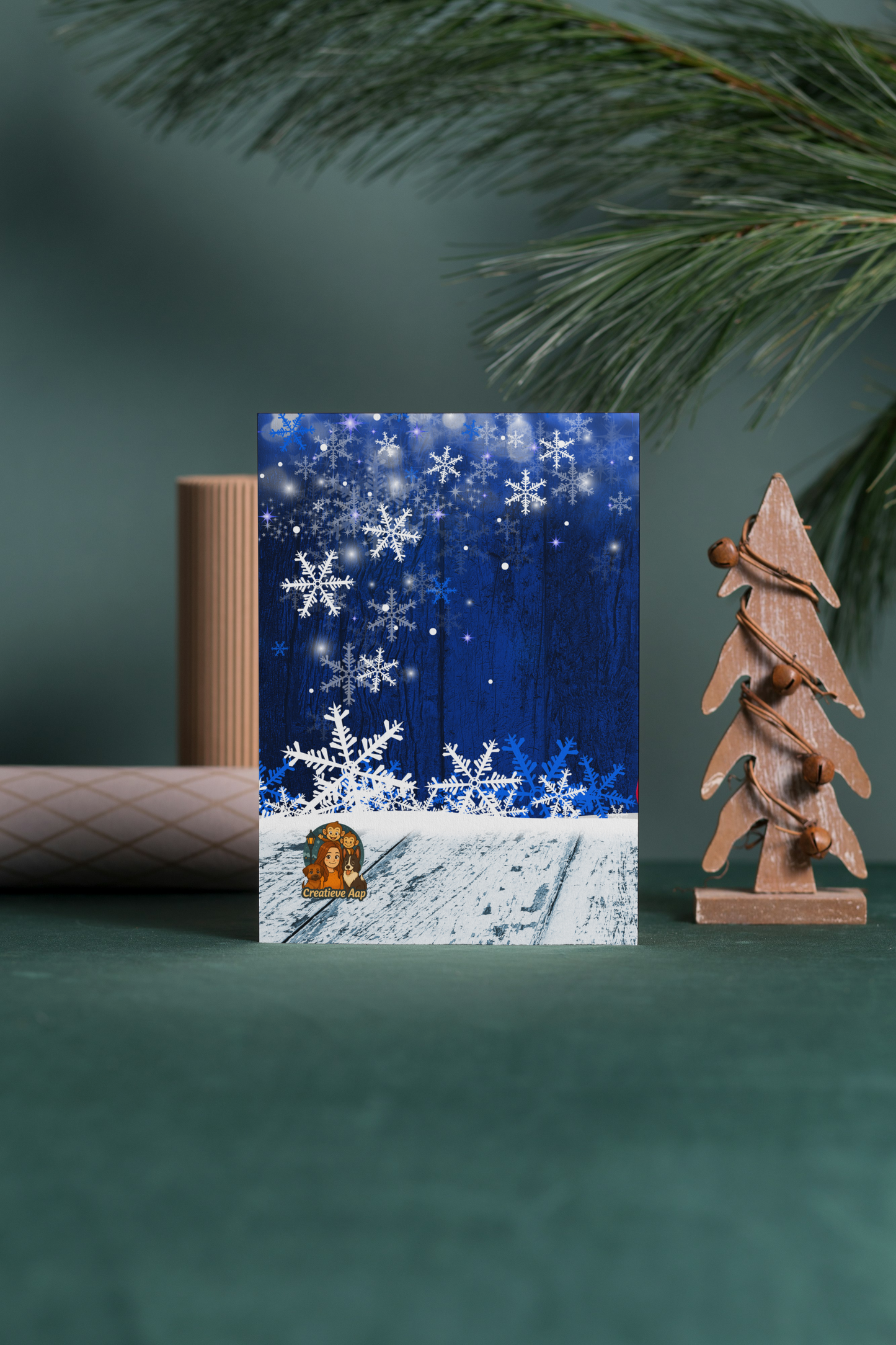 🎄 Handgemaakte Kerst Wenskaart – Fijne Feestdagen (Stoere Kerstman)