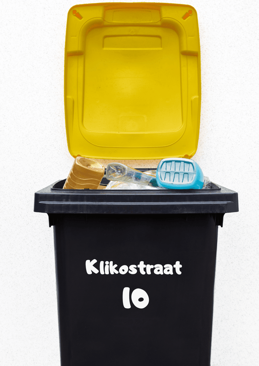 Vinyl Sticker met Straatnaam en Huisnummer voor Kliko/Afvalbak