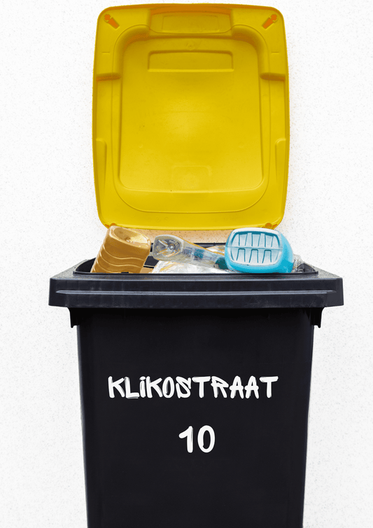 Vinyl Sticker met Graffiti Straatnaam en Huisnummer voor Kliko/Afvalbak