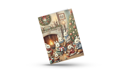 🐇✨ Kerst Wenskaart – Konijnen Kerstfamilie (A6) ✨