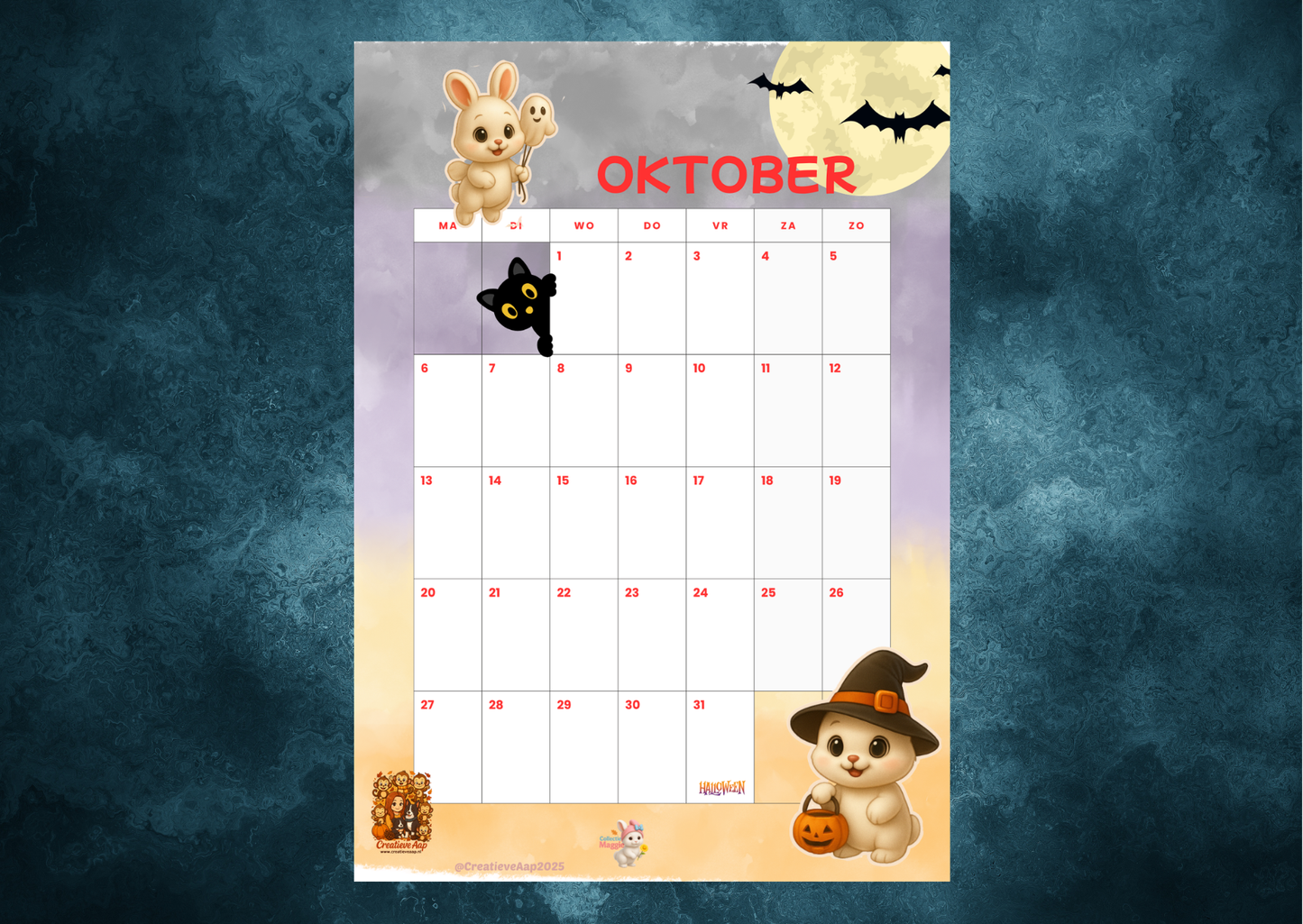 Gratis Oktober 2025 Halloween Planner – Collectie Maggie (PDF Download)
