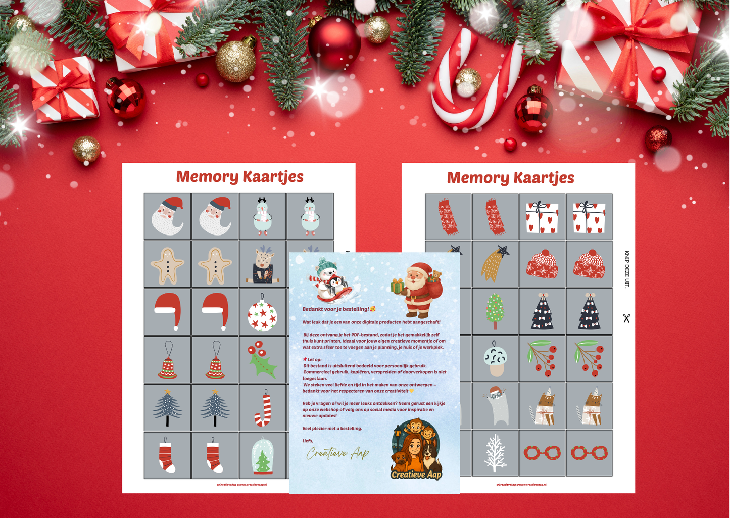 🎅❄️ Kerst Memory Kaartjes – Printbare PDF (DIY spel)