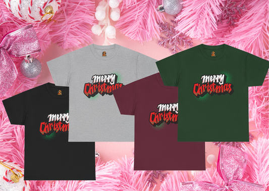 Merry Christmas T-Shirt Unisex – Forest Green/Maroon/Grey/Black – Kerstshirt Volwassenen S-5XL