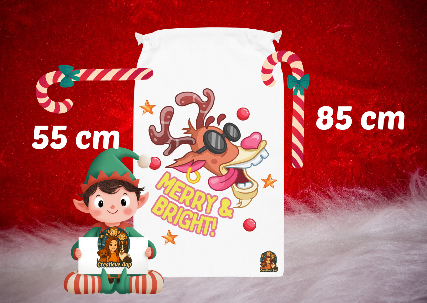 ✨  🎄 Merry & Bright – Kerst Cadeauzak (Duurzaam & Herbruikbaar)