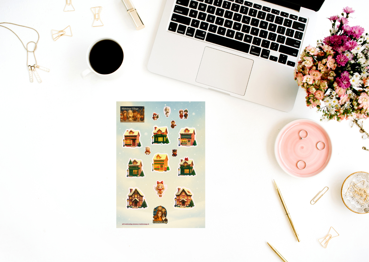 🏡✨ Midwinter Village Stickersheet – Creatieve Aap 2025