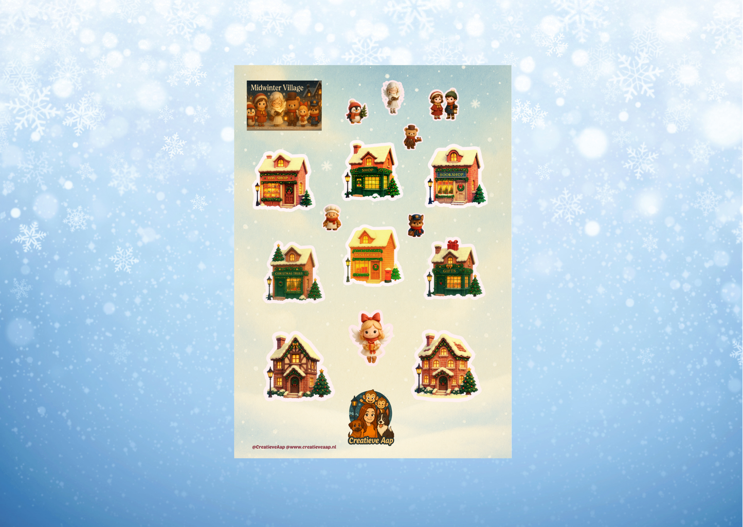 🏡✨ Midwinter Village Stickersheet – Creatieve Aap 2025