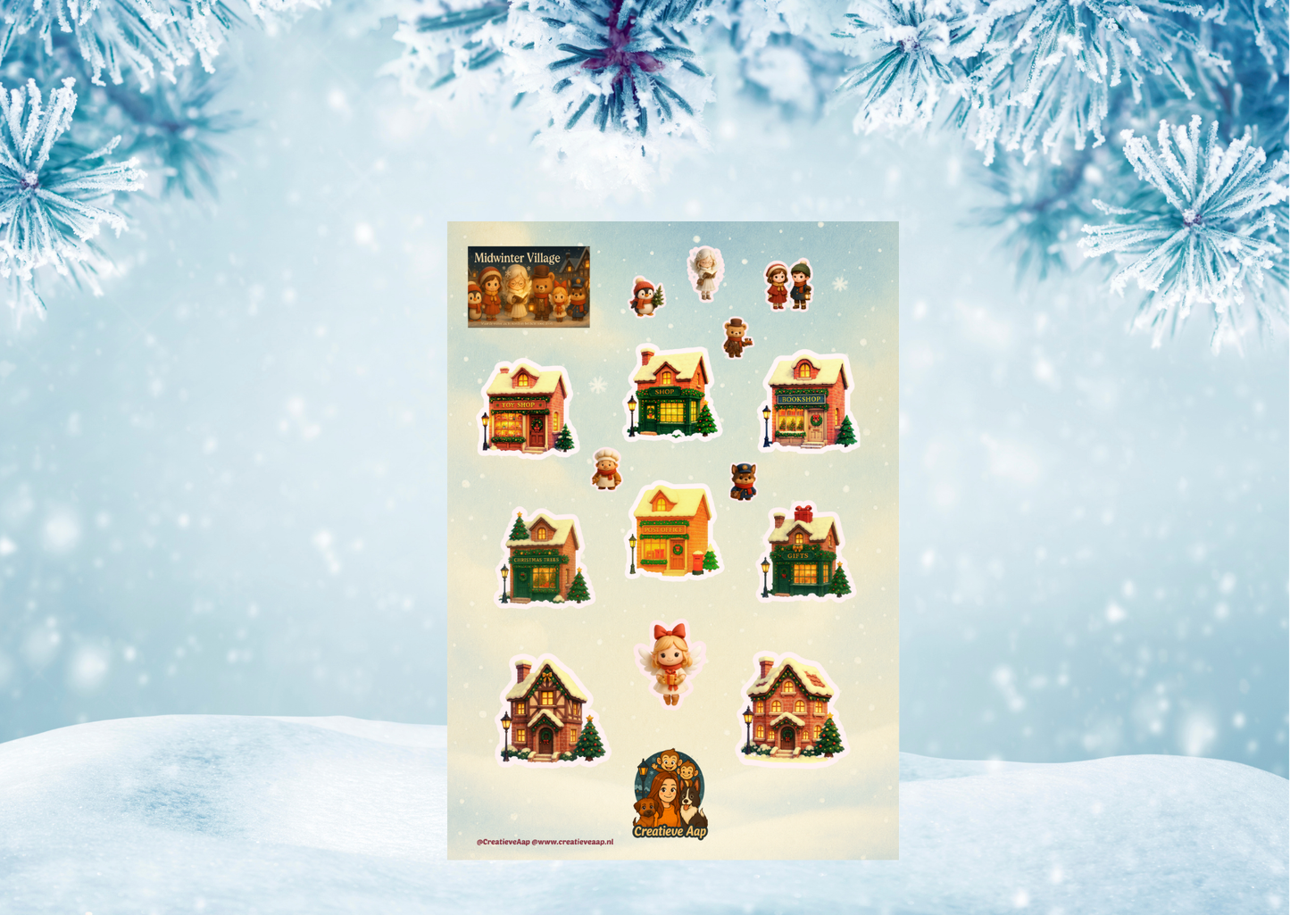 🏡✨ Midwinter Village Stickersheet – Creatieve Aap 2025