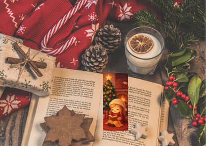 📚✨ Boekenlegger – Cozy Lezen (Midwinter Village | Handgemaakt | 5,5 x 12,5 cm)