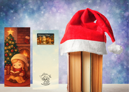 📚✨ Boekenlegger – Cozy Lezen (Midwinter Village | Handgemaakt | 5,5 x 12,5 cm)