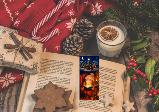 📚✨ Boekenlegger – Midwinter Story (Handgemaakt | 5,5 x 12,5 cm)