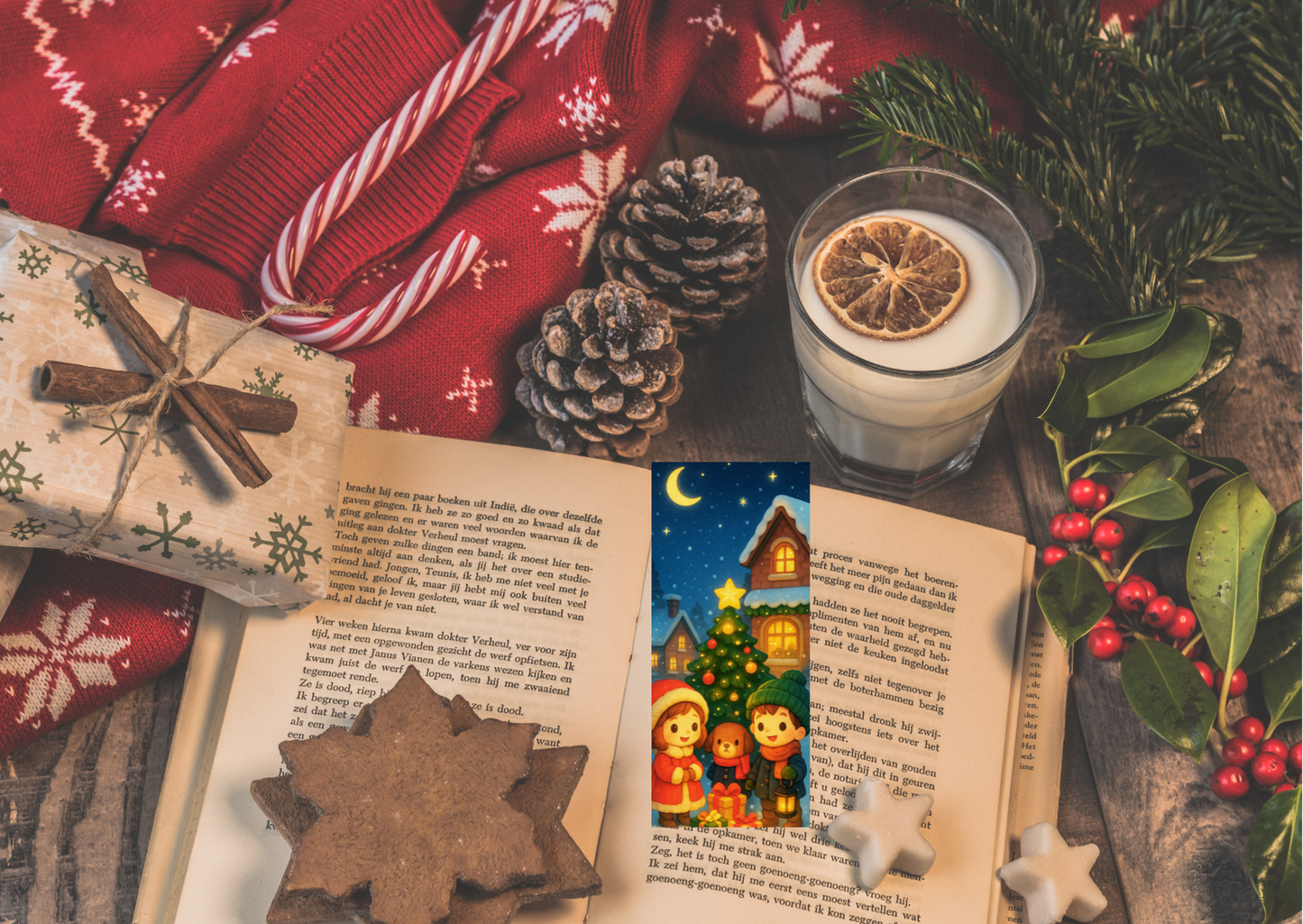 ⭐ Boekenlegger – Kerstviering (Midwinter Village Collectie) ⭐