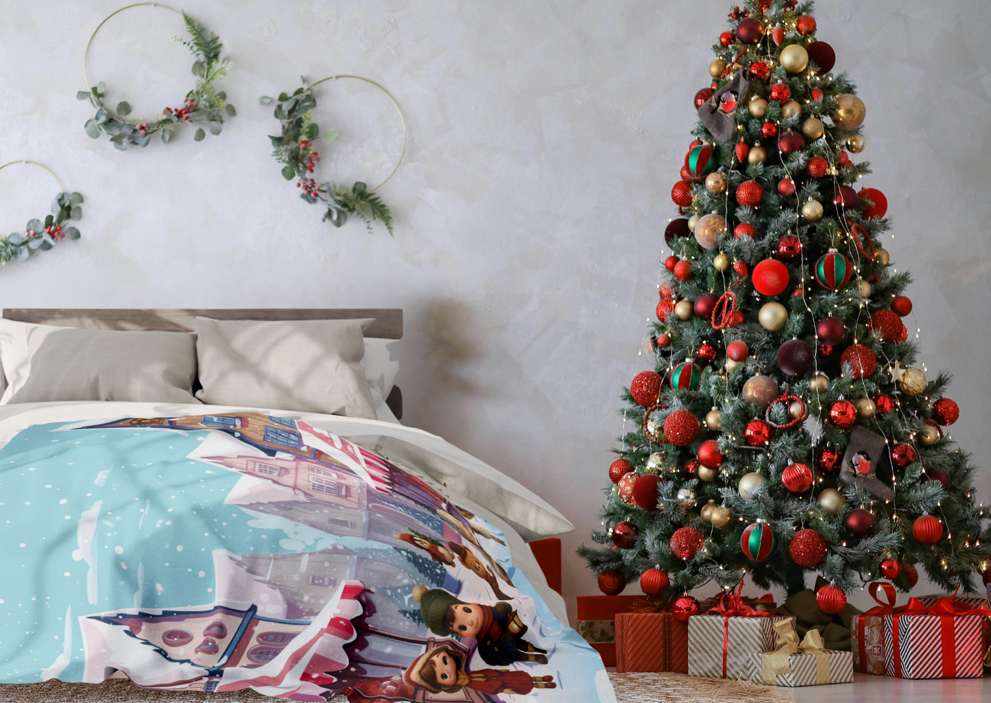 Arctic Fleece Deken – Midwinter Village – 76×101 cm / 127×152 cm / 152×203 cm