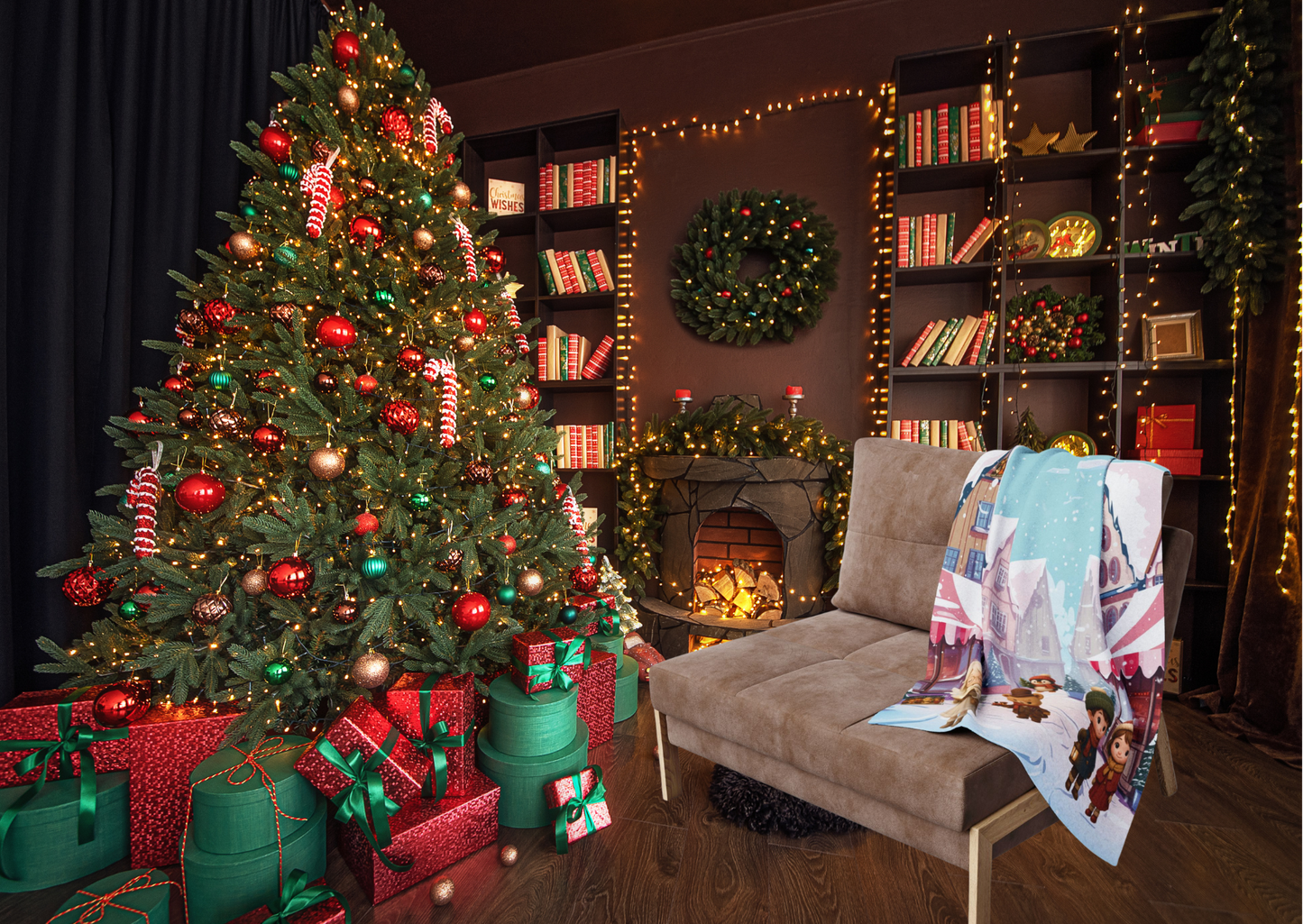 Arctic Fleece Deken – Midwinter Village – 76×101 cm / 127×152 cm / 152×203 cm