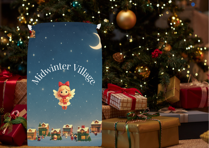 Kerstman Cadeau Zak – Midwinter Village – 55 x 85 cm – Luxe Cadeauzak met Koordsluiting
