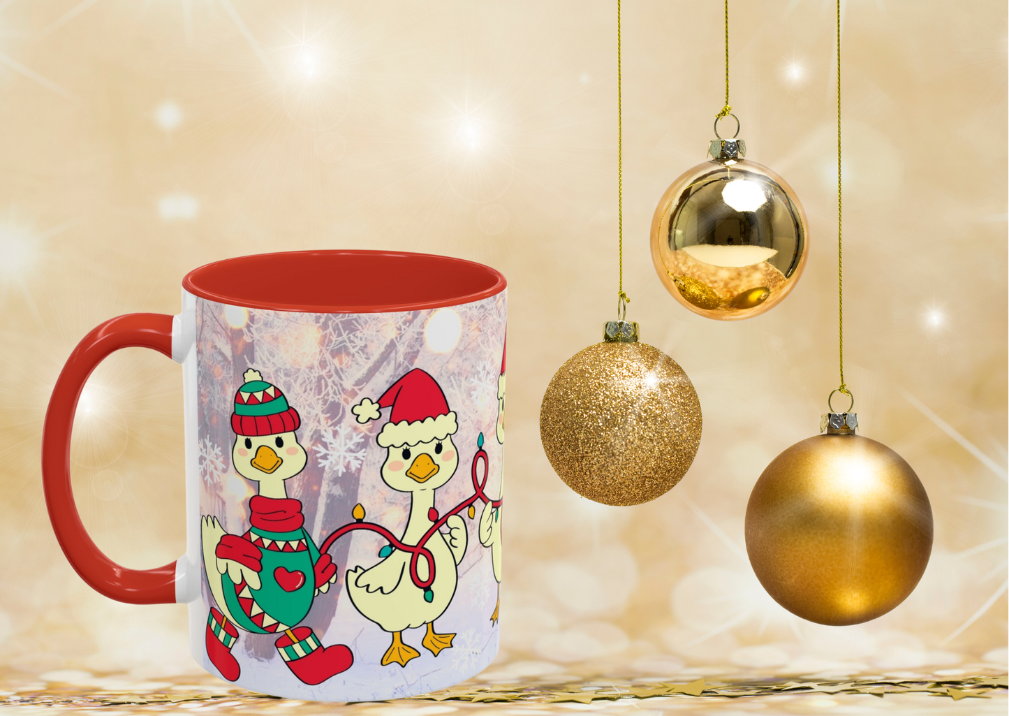 Ganzen Familie Kerst Mok – 330 ml – Kawaii Kerst Editie