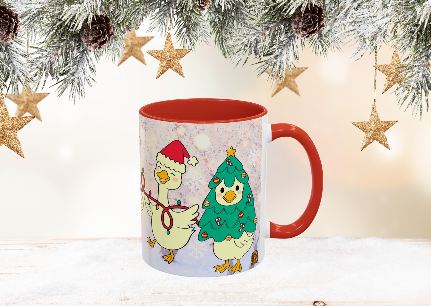 Ganzen Familie Kerst Mok – 330 ml – Kawaii Kerst Editie