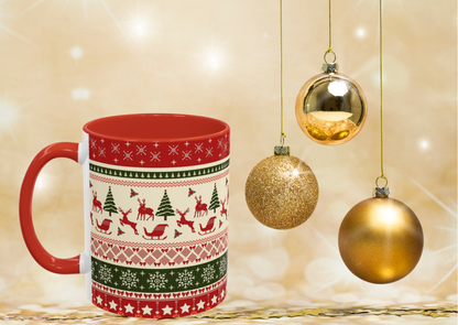 Kerst Vibes Mok – Scandi Knit Pattern – 330 ml Keramiek