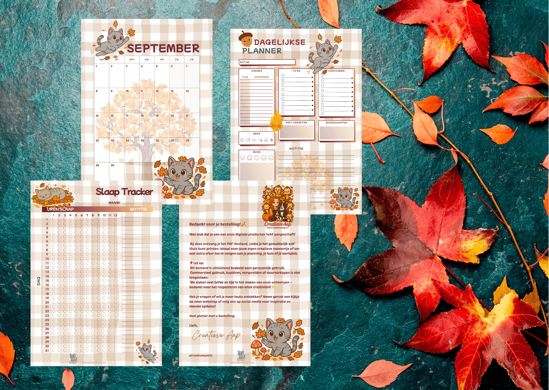 Gratis September 2025 Planner – Collectie Shelby Herfst 🍂🐱 - Creatieve Aap