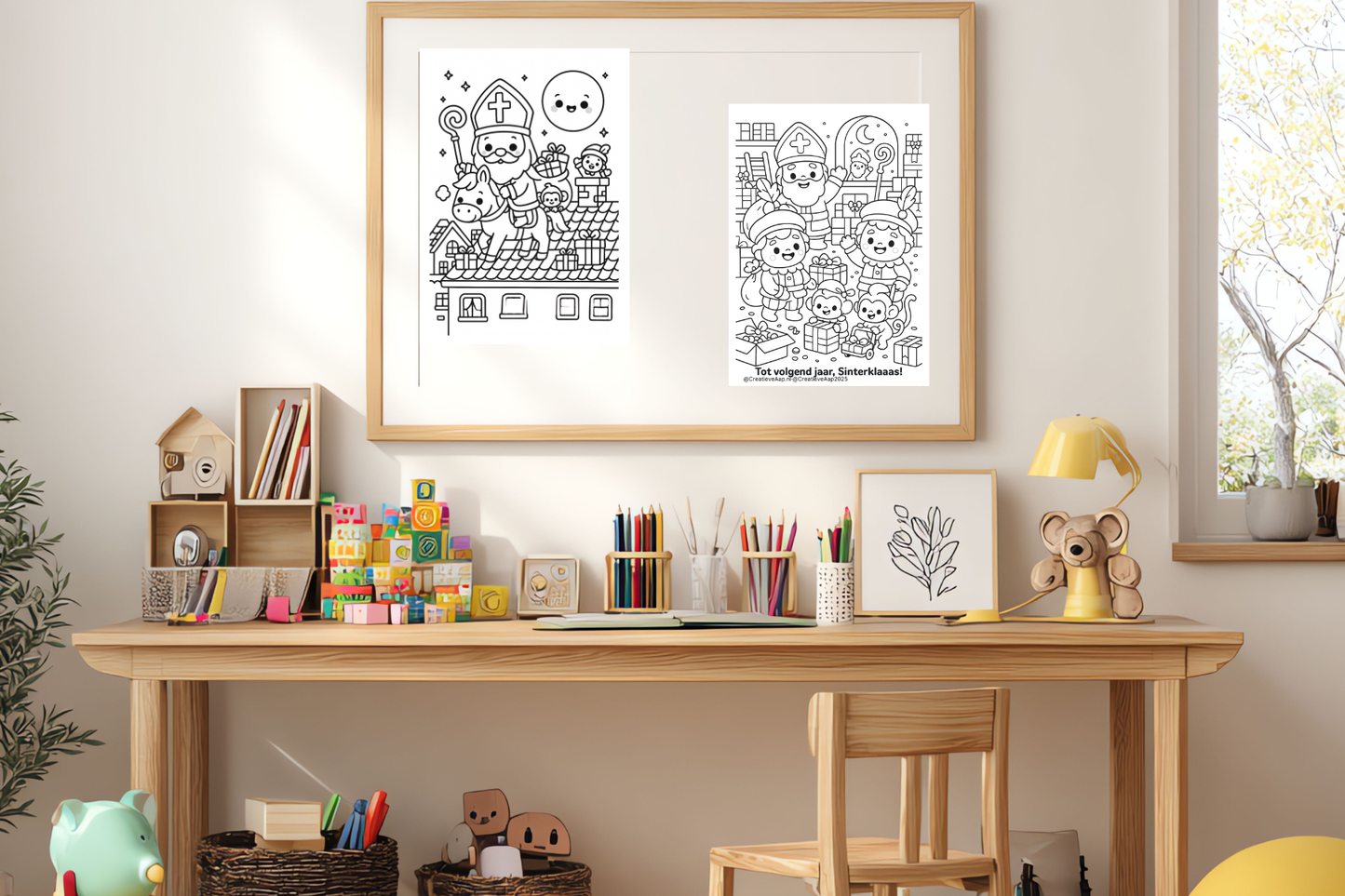 Sinterklaas Kleurboek PDF Download – 12 Unieke Kleurplaten | Creatieve Aap 2025