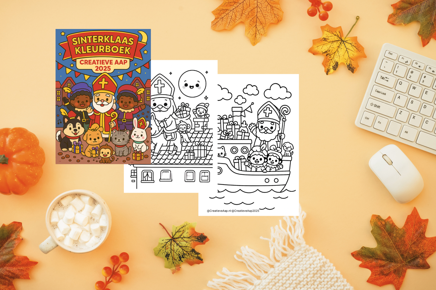 Sinterklaas Kleurboek PDF Download – 12 Unieke Kleurplaten | Creatieve Aap 2025