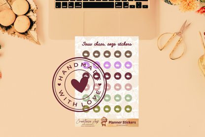 Planner stickers “Sparen” in herfstkleuren 🍂💰✨ – handgemaakt design van Creatieve Aap, verkrijgbaar in A6 en A5 formaat, matte of glans afwerking.
