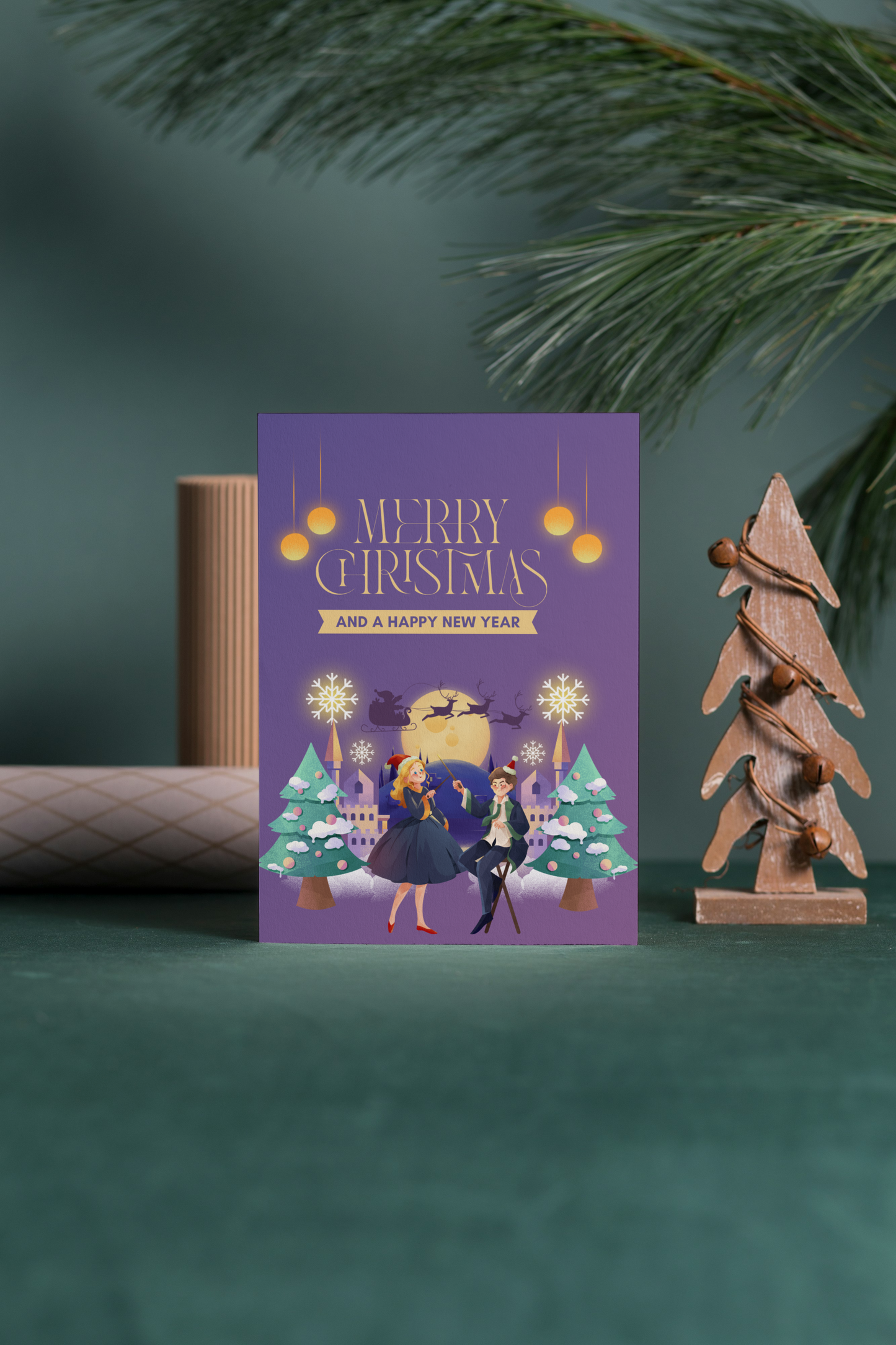 ✨  🎄 Handgemaakte Kerst Wenskaart – Sprookjes Winter Edition