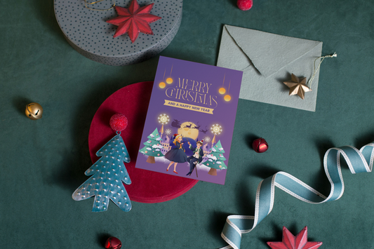 ✨  🎄 Handgemaakte Kerst Wenskaart – Sprookjes Winter Edition