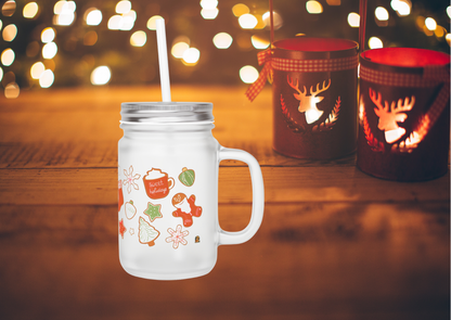 Sweet Holidays – Frosted Mason Jar met Rietje (Limited Christmas Edition)