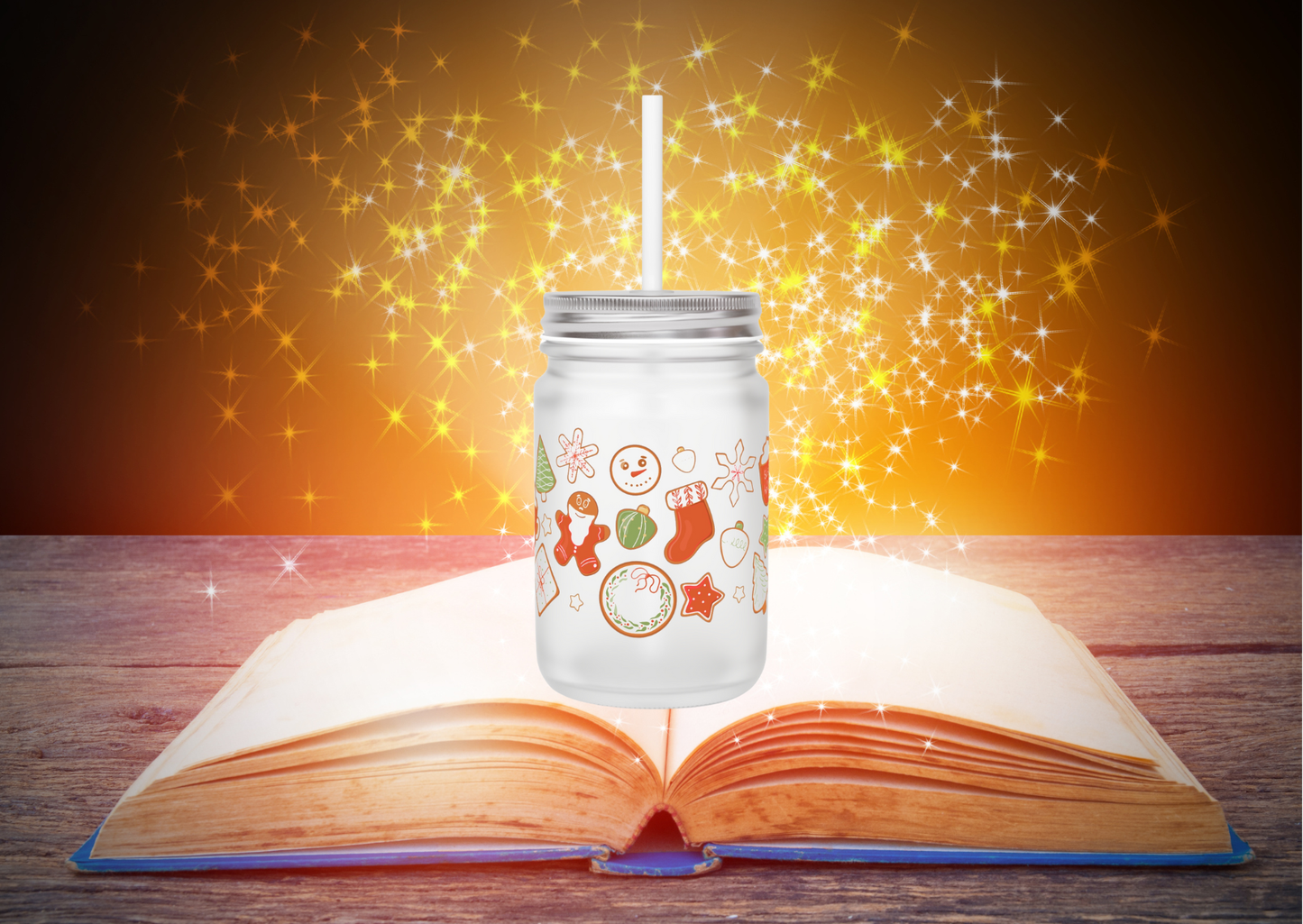 Sweet Holidays – Frosted Mason Jar met Rietje (Limited Christmas Edition)