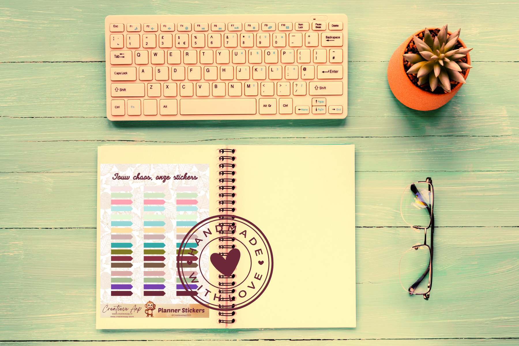 Planner stickers “Tabs Pijl” in herfstkleuren 🍂➡️✨ – handgemaakt design van Creatieve Aap, verkrijgbaar in A6 en A5 formaat, matte of glans afwerking.