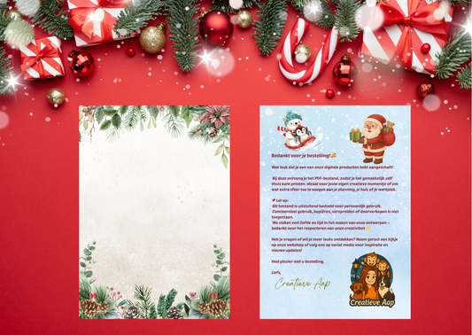🎄 Kerst Vintage Notitieblad – PDF Download (Geen fysiek product)