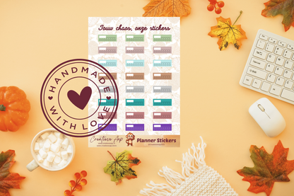 Planner stickers Herfst Water Trackers 2025 🍂 – handgemaakt design van Creatieve Aap. Verkrijgbaar in A6 en A5 formaat, matte of glans afwerking.