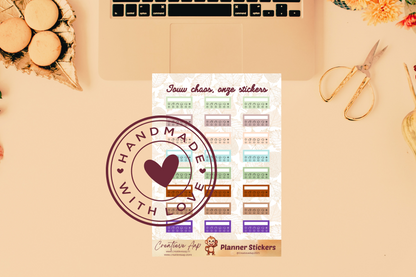 Planner stickers “Weer Tracker” in herfstkleuren 🌦🍂✨ – icoontjes voor zon, regen en wolken. Handgemaakt design van Creatieve Aap, verkrijgbaar in A6 en A5, matte of glans afwerking.