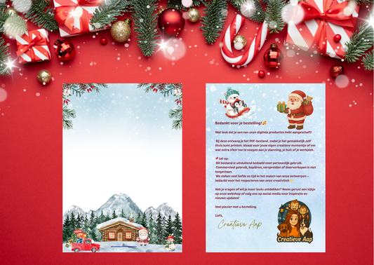 ❄️ Winter Kerst Notitieblad – PDF Download (Geen fysiek product)