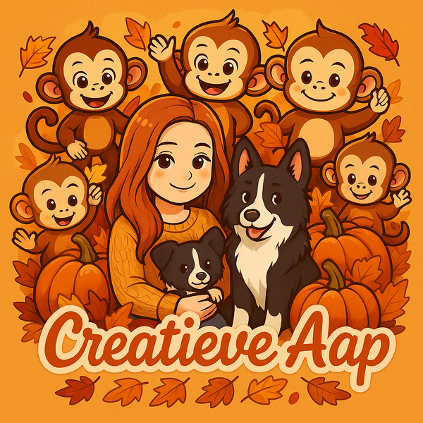 Creatieve Aap herfst logo – vrolijke stationery & cadeaus
