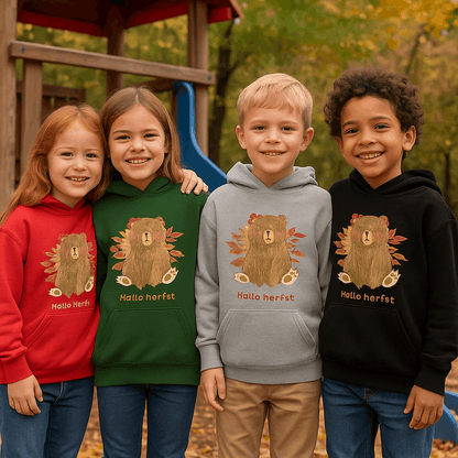 Kids Hoodie Hallo herfst beer Printify