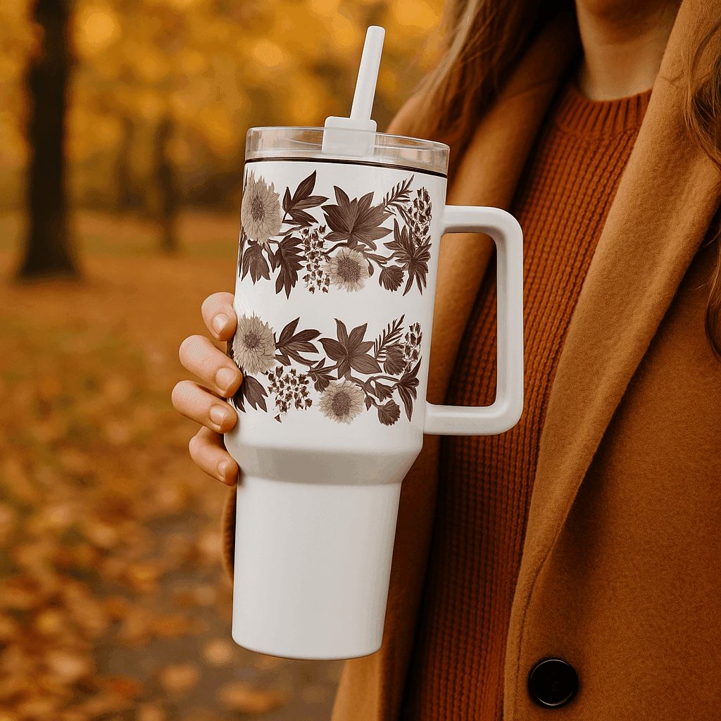 Bloemen Tumbler 1180ml – Roestvrijstaal met dubbelwandige isolatie - Creatieve Aap