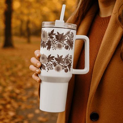 Bloemen Tumbler 1180ml – Roestvrijstaal met dubbelwandige isolatie - Creatieve Aap