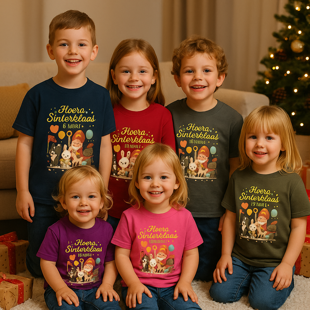 🎁 Kinder T-shirt – Hoera Sinterklaas is hier!
