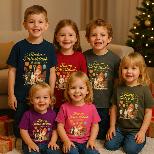 🎁 Kinder T-shirt – Hoera Sinterklaas is hier!