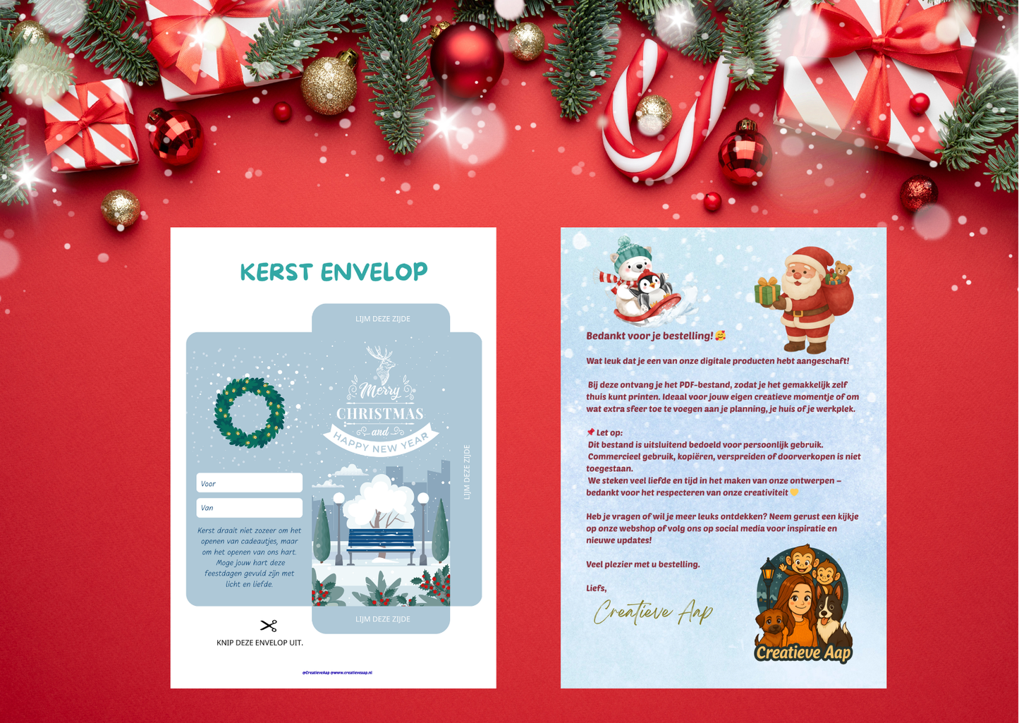 ❄️ DIY Winter Kerst Envelop – PDF Download (Winter Wonderland Editie)