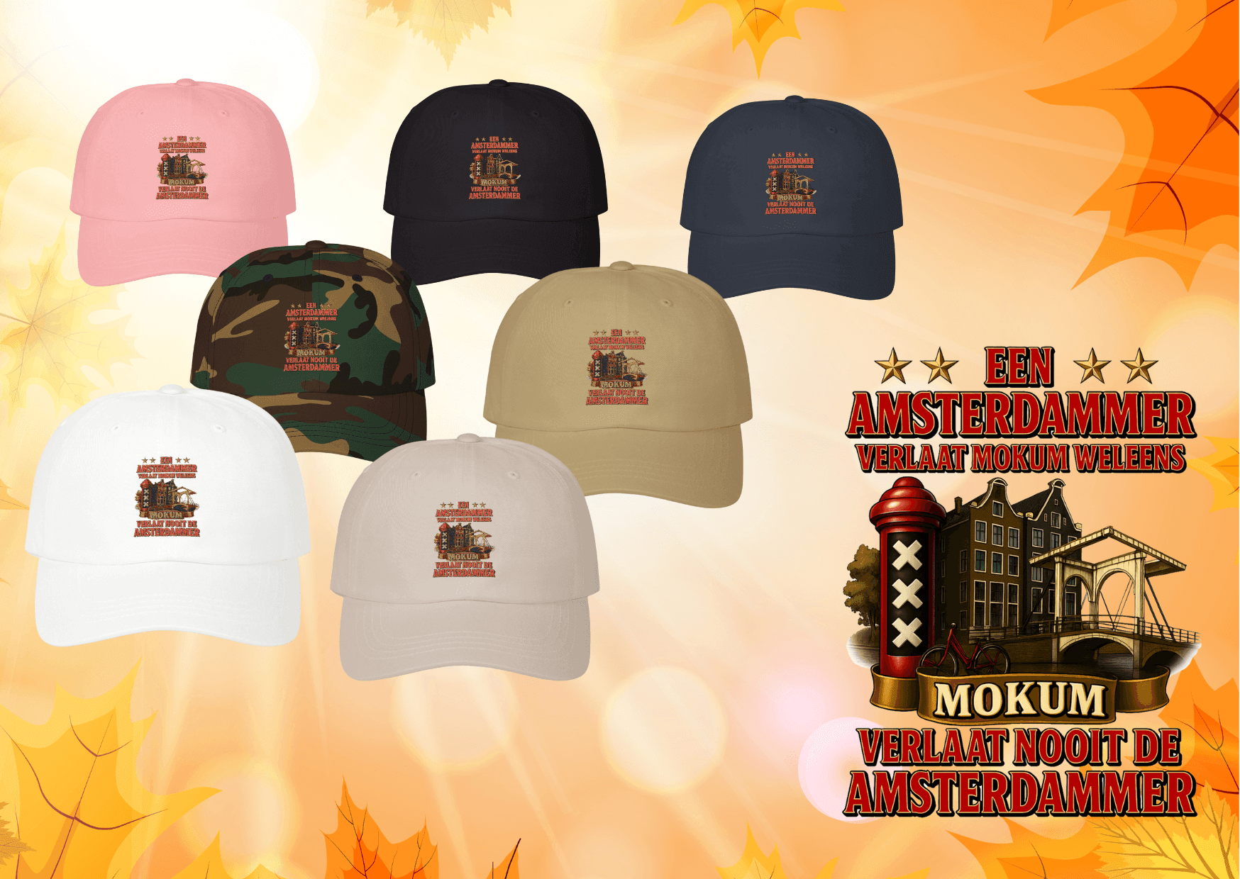 Amsterdammer Cap – Geborduurd Design 🧢🌆 - Creatieve Aap