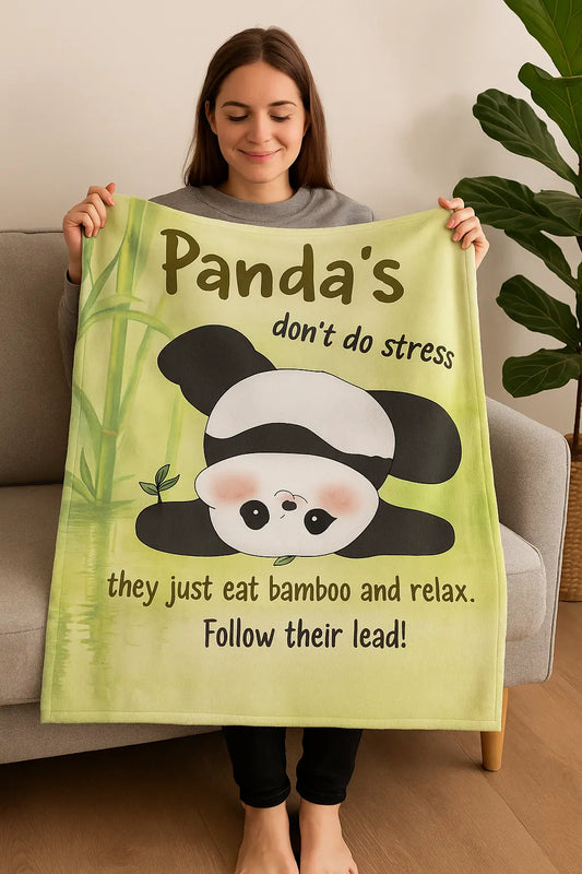 Fleece Deken Panda – Zachte Deken met Panda Illustratie en Tekst – Creatieve Aap Printify