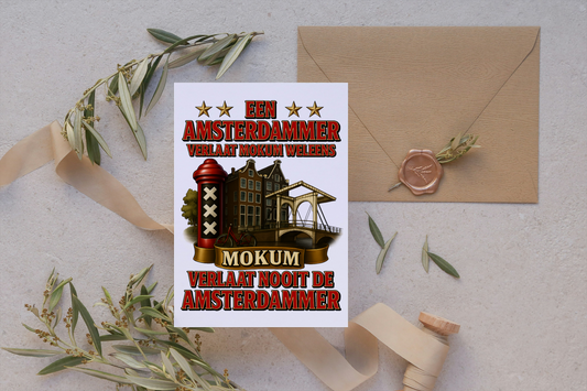 Handgemaakte Wenskaart – Amsterdammer Mokum 2025 (A6) | Met of zonder envelop