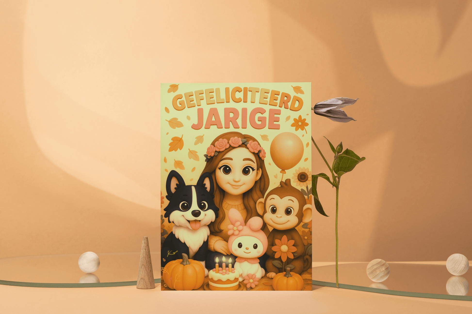 Handgemaakte Verjaardagskaart – Gefeliciteerd Jarige! (10,5 x 14,8 cm) | Met of zonder envelop - Creatieve Aap