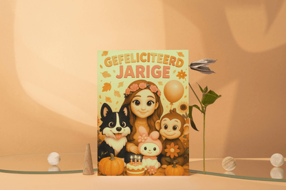 Handgemaakte Verjaardagskaart – Gefeliciteerd Jarige! (10,5 x 14,8 cm) | Met of zonder envelop - Creatieve Aap