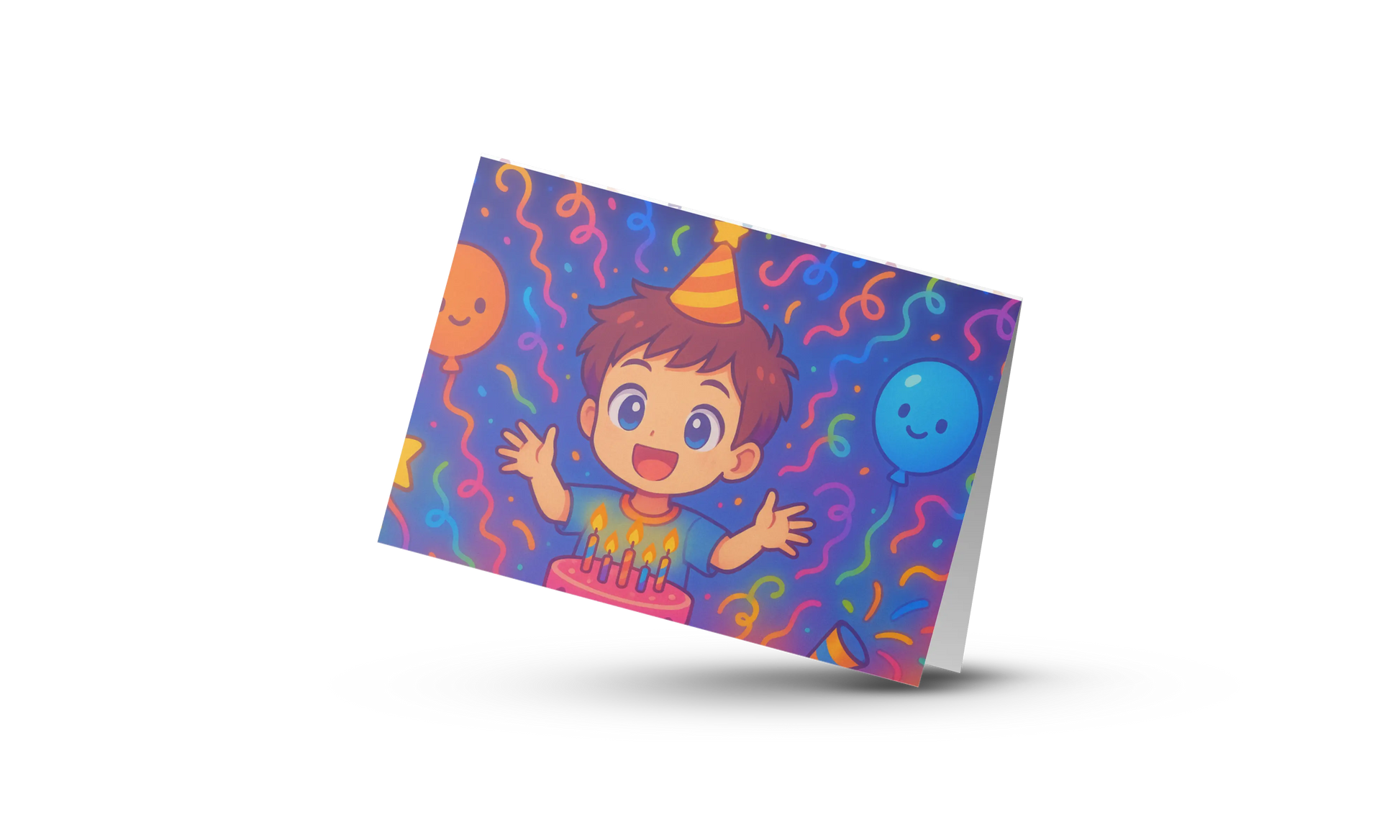 Verjaardagskaart Anime Jongen – Handgemaakte Wenskaart A6 Liggend Creatieve Aap