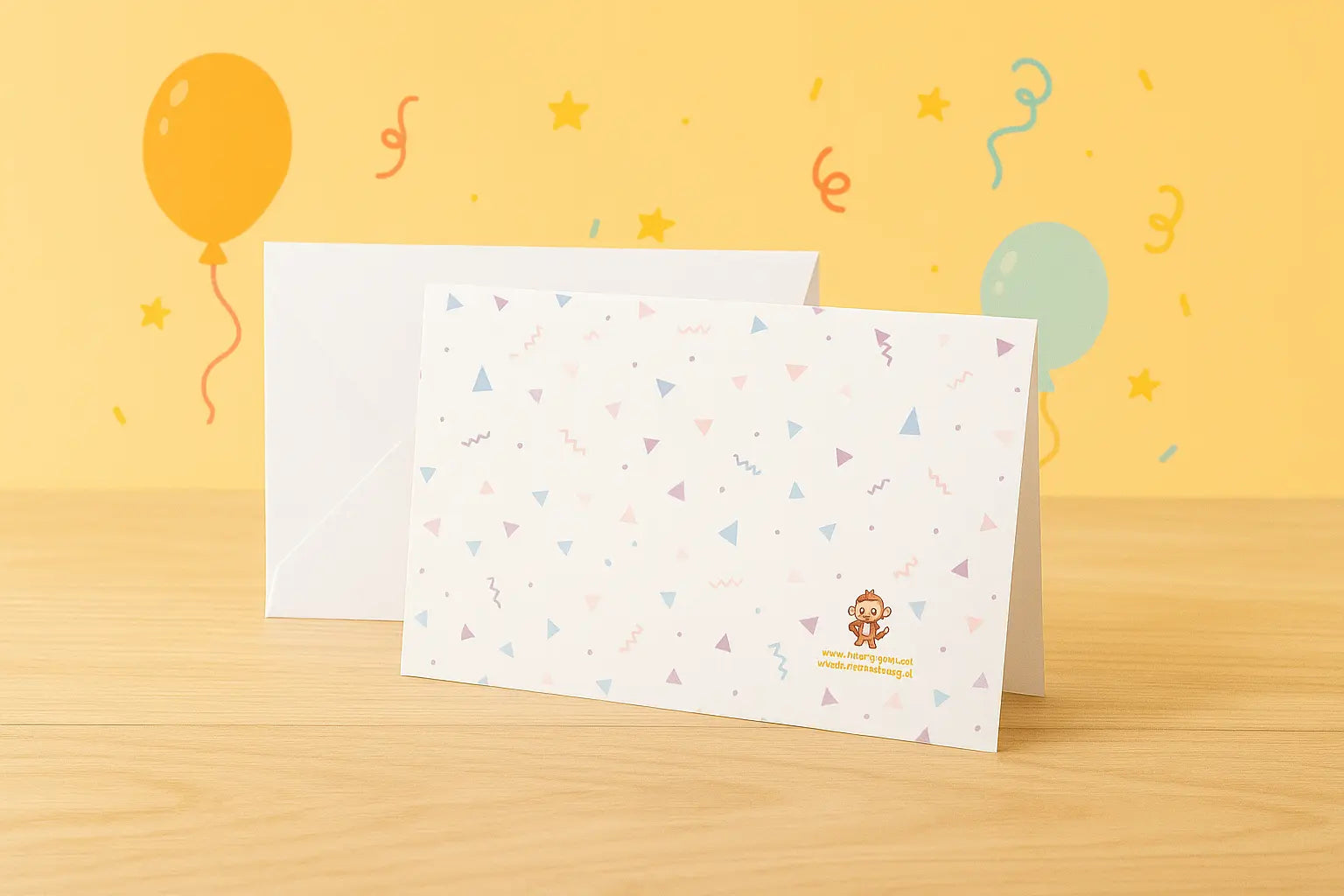 Verjaardagskaart Anime Jongen – Handgemaakte Wenskaart A6 Liggend Creatieve Aap