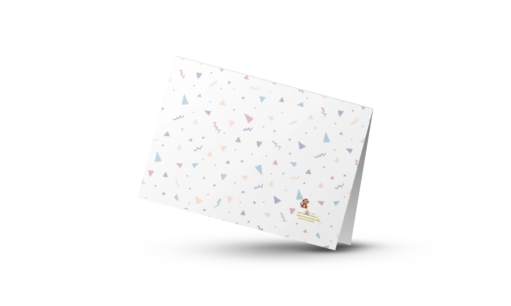 Handgemaakte verjaardagskaart met schattige hondjes, feesthoedjes, ballonnen en taart in kawaii-stijl – A6 formaat