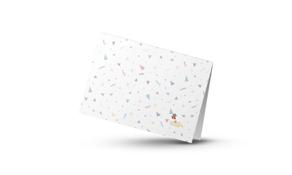 Handgemaakte verjaardagskaart met schattige hondjes, feesthoedjes, ballonnen en taart in kawaii-stijl – A6 formaat